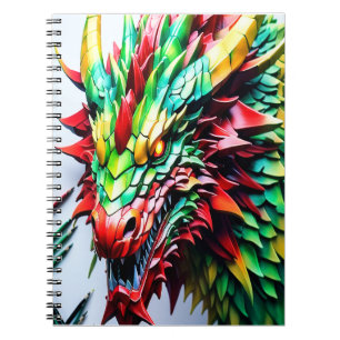 Carnet Dragon de respiration par feu vert et rouge
