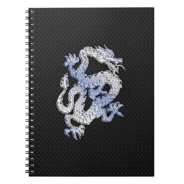 Carnet Dragon de style Chrome dans Peau de serpent noir I (Devant)