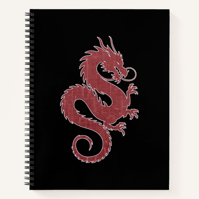 Carnet Dragon délavé sur fond noir (Devant)