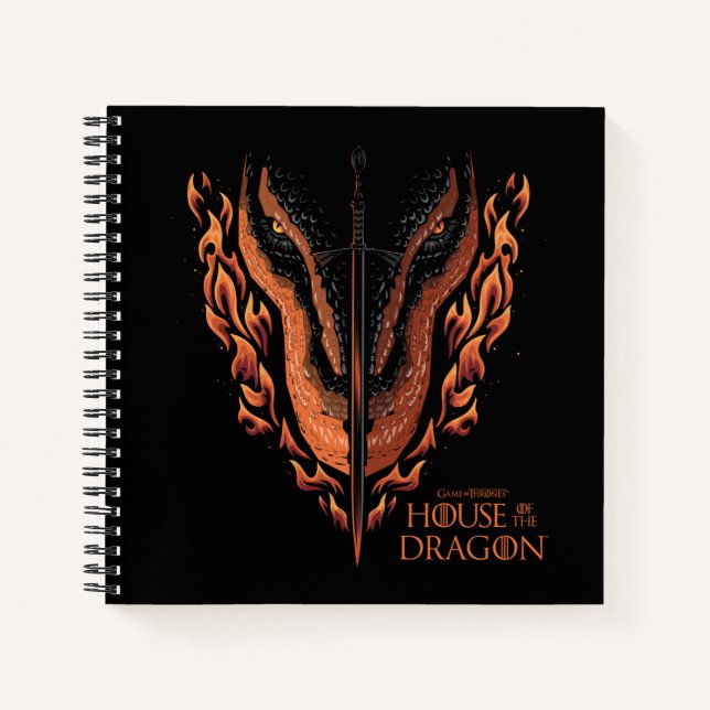 Carnet Dragon en flammes derrière l'épée (Devant)