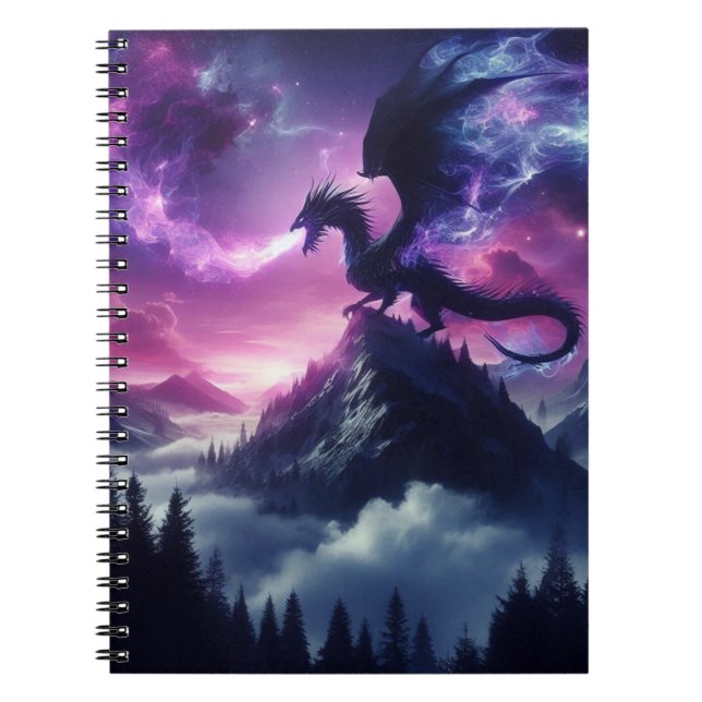 Carnet Dragon Éthéré Sombre Médiéval  (Devant)