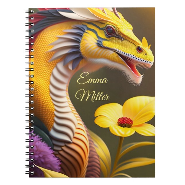 Carnet Dragon jaune, Digital Art imaginative (Devant)