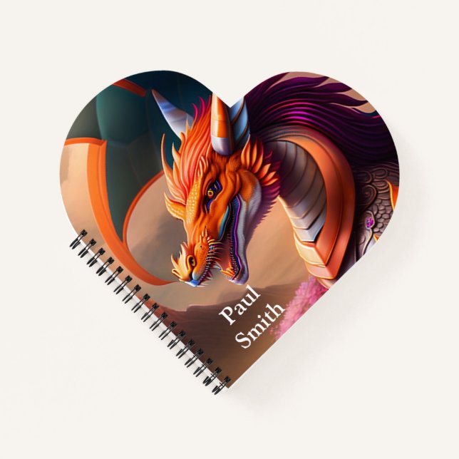 Carnet Dragon orange, Digital Art fantasmagique (Devant)
