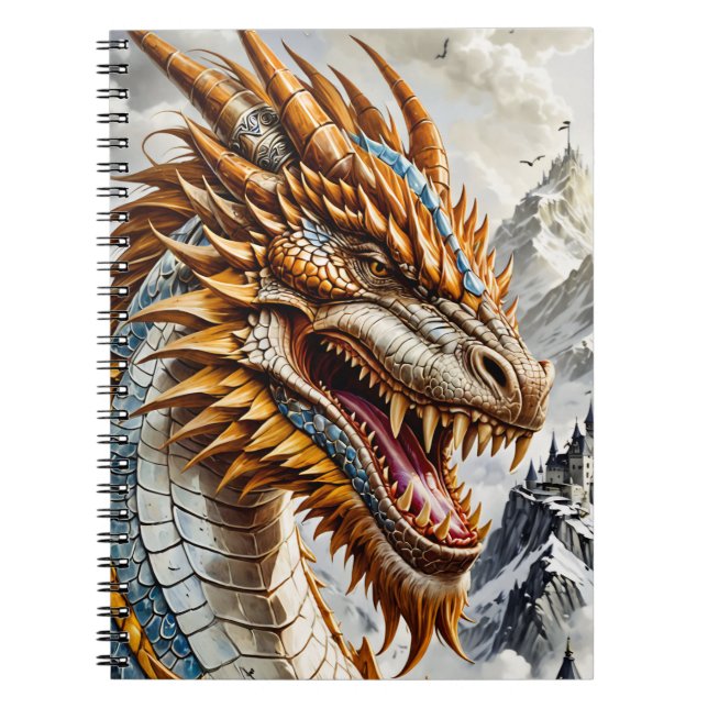 Carnet Dragon réaliste d'or (Devant)