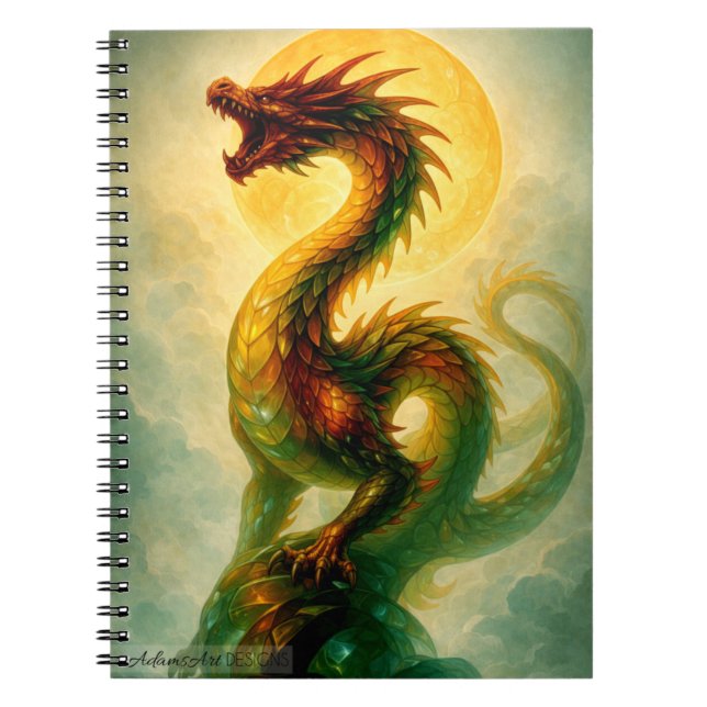 Carnet Dragon Serpent Doré Fantastique Art Golden Sun (Devant)