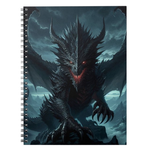 Carnet Dragon sombre et médiéval (Devant)