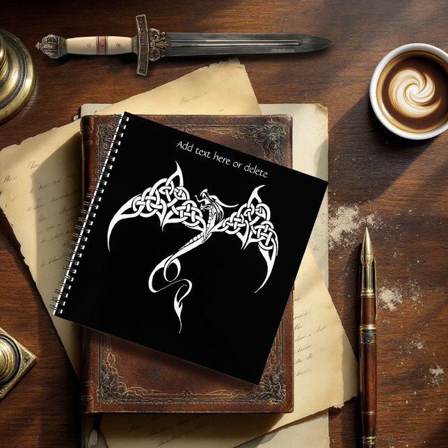 Carnet Dragon Tribal Celtique Entrelacs Noir Blanc Fantas (Créateur téléchargé)