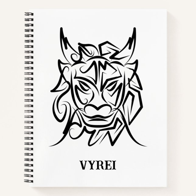 Carnet Dragon tribal noir et blanc (Devant)