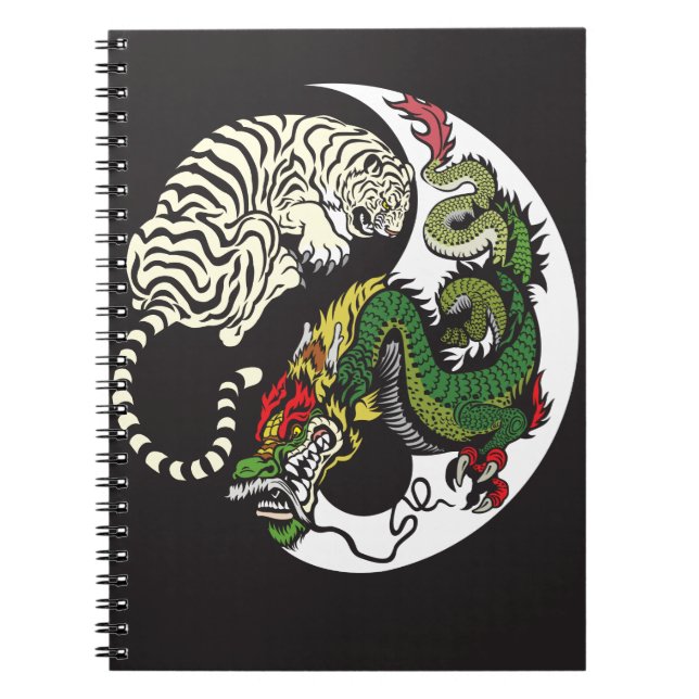 Carnet dragon vert et symbole blanc de yang de yin de (Devant)