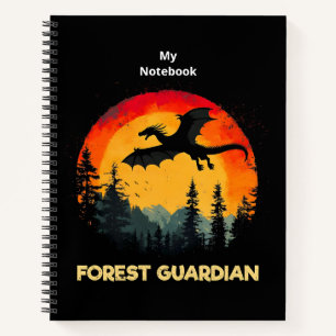 Carnet Dragon vintage de forêt de coucher de soleil