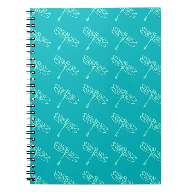 Carnet Dragonflies, aqua pâle sur turquoise (Devant)