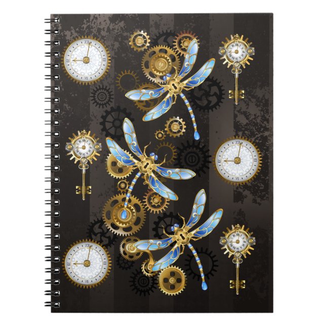Carnet Dragonflies de Steampunk sur arrière - plan rayé b (Devant)