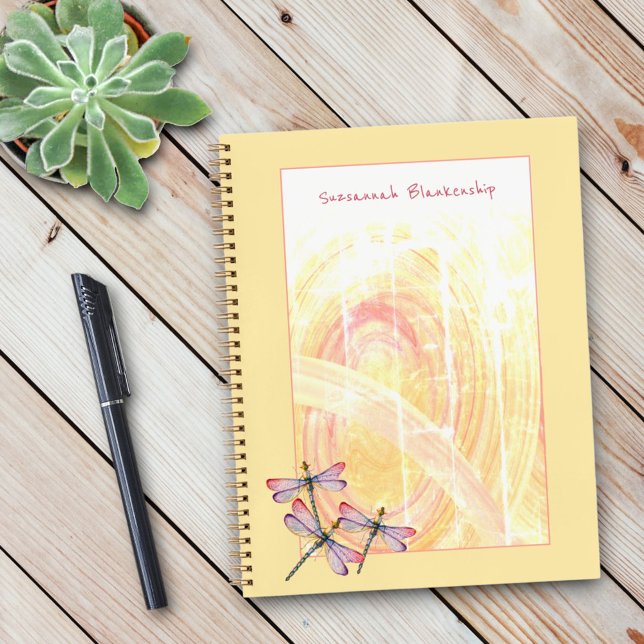 Carnet Dragonflies sur Pastel Color Abstrait Custom (Back to school gift idea.)