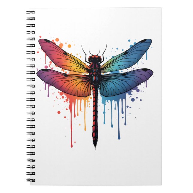 Carnet Dragonfly cool sur la libellule peinte en couleur (Devant)