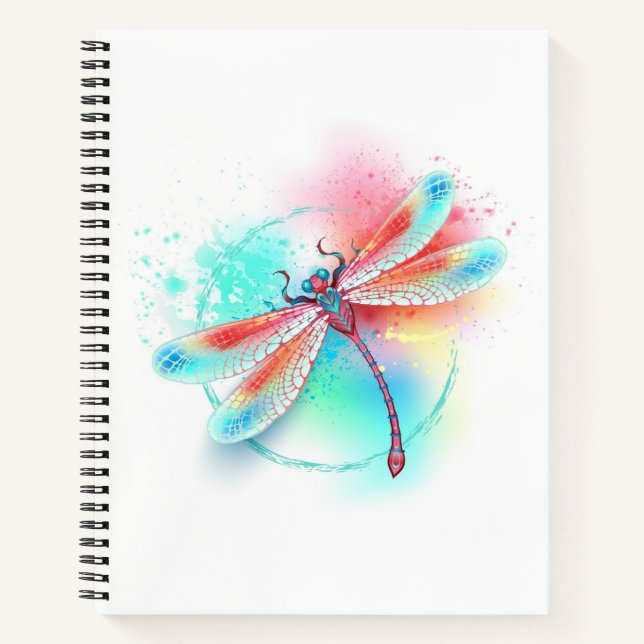 Carnet Dragonfly rouge sur l'arrière - plan aquarelle (Devant)