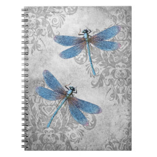 Carnet Dragonlies de Grunge Damask vintages