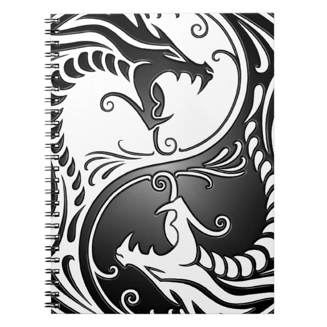 Carnet Dragons, blanc et noir de Yin Yang (Devant)