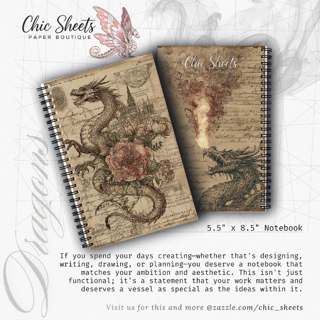 Carnet Dragons et Imaginaire Médiéval 5,5"x8,5" Deluxe (Créateur téléchargé)