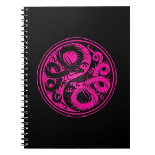 Carnet Dragons roses et noirs de Chinois de Yin Yang