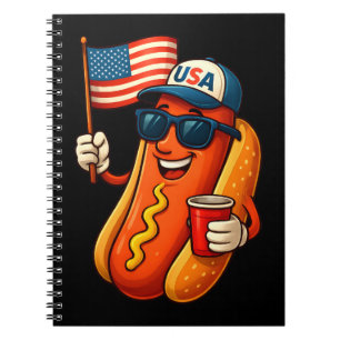 Carnet Drapeau 4 juillet Hotdog Funny Patriotique USA