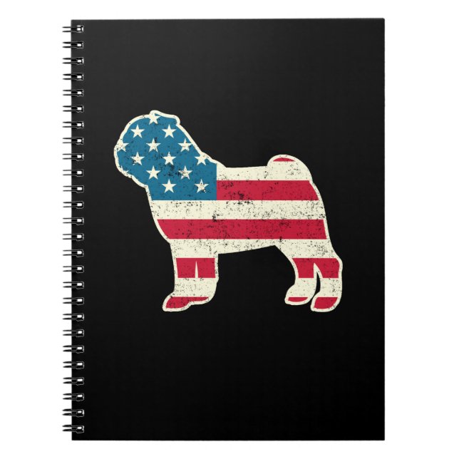 Carnet Drapeau américain 4 juillet chien États-Unis (Devant)