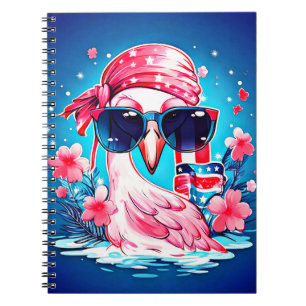 Carnet Drapeau américain avec Flamant rose Cartoon-69681