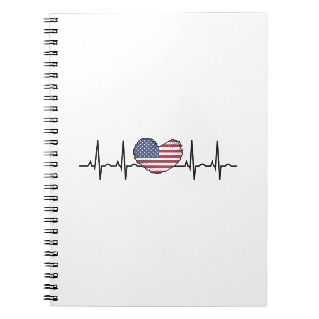 Carnet Drapeau américain Battement de cœur ECG Électrocar (Devant)