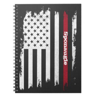 Carnet Drapeau américain en détresse Red Stripe Nom perso