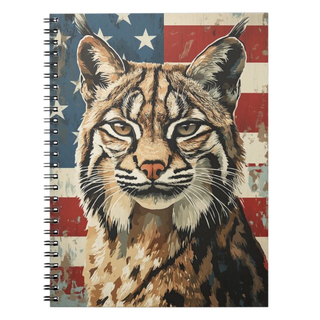 Carnet Drapeau américain Lynx vintage (Devant)