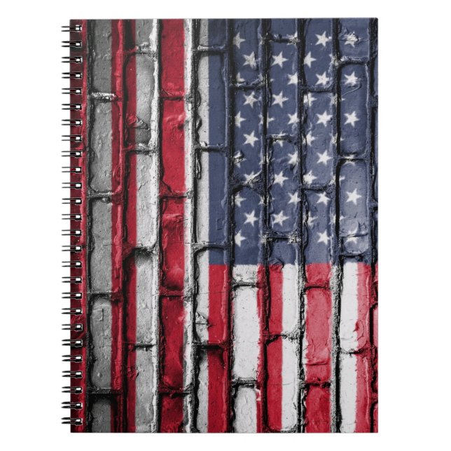 Carnet Drapeau américain patriotique sur le mur (Devant)