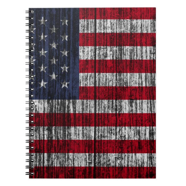 Carnet drapeau américain peint sur la clôture arrière - p (Devant)