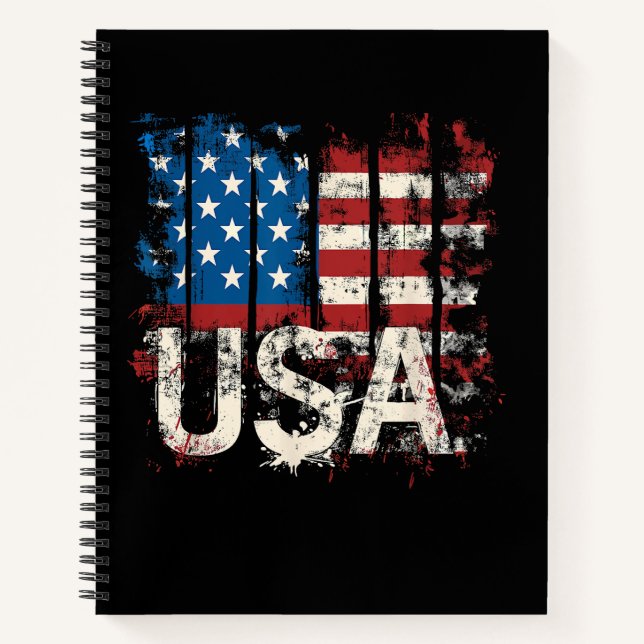 Carnet Drapeau américain rétro 4 juillet (Devant)