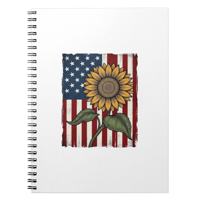 Carnet Drapeau Américain Tournesol Vintage (Devant)