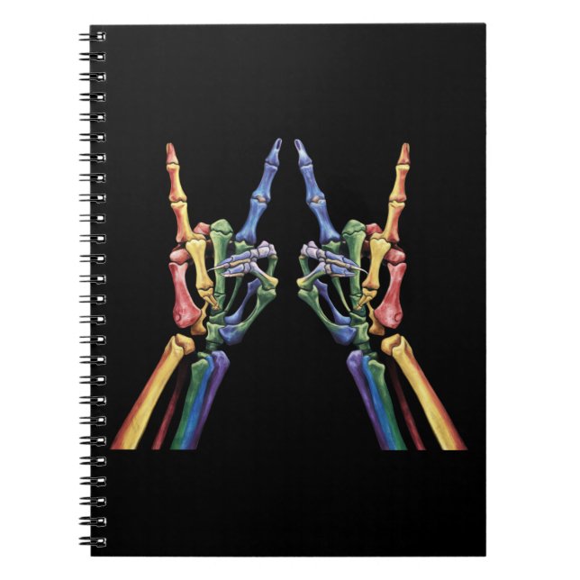 Carnet Drapeau arc-en-ciel LGBTQ cool main de squelette g (Devant)