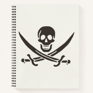 Carnet Drapeau de crâne obsidien Drapeau de pirate Calico