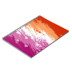 Carnet Drapeau de fierté lesbienne abstrait trippy ondulé