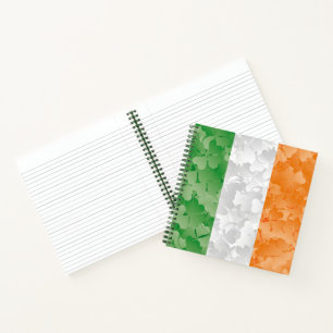 Carnet Drapeau de l'Irlande avec motif shamrock