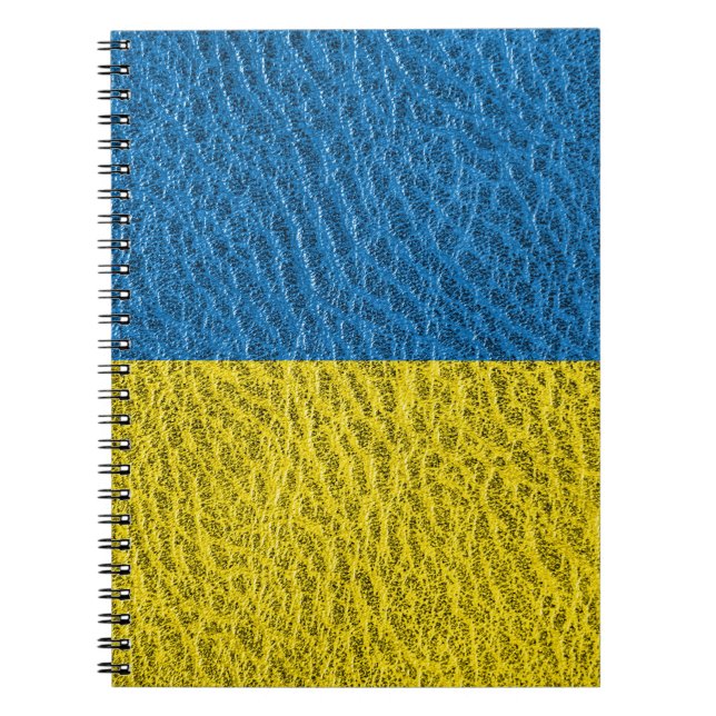 Carnet Drapeau de l'Ukraine sur cuir (Devant)
