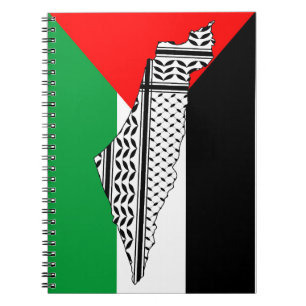 Carnet Drapeau de Palestine et carte avec Keffiyeh Motif