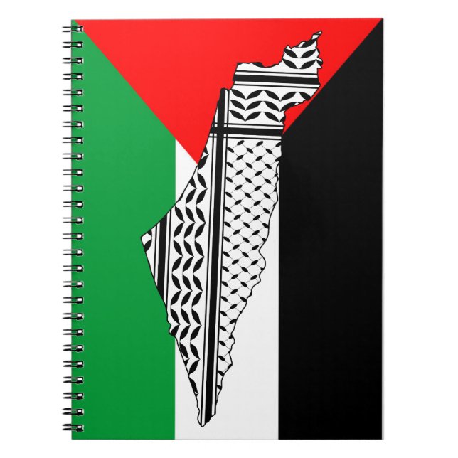 Carnet Drapeau de Palestine et carte avec Keffiyeh Motif (Devant)