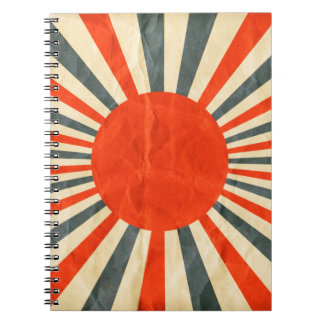 Carnet Drapeau de soleil rouge sur texture papier, style 