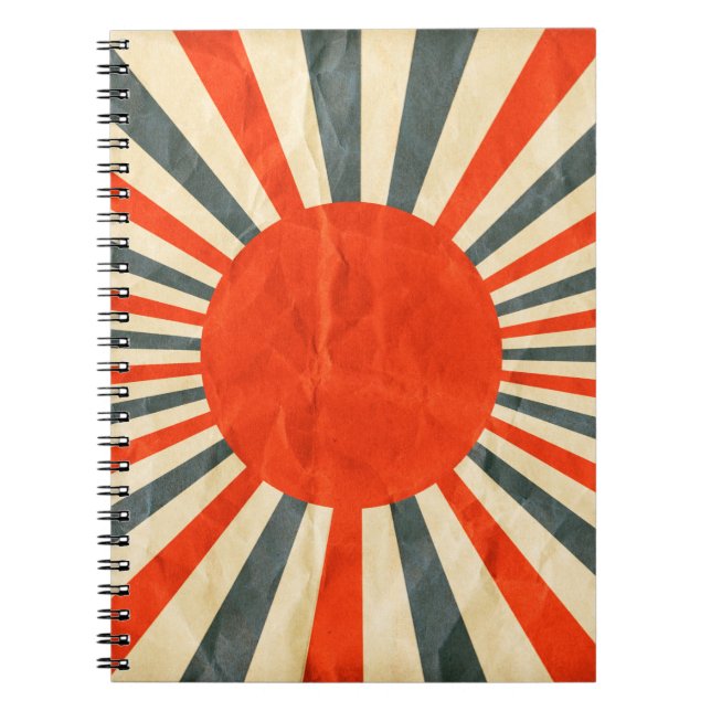 Carnet Drapeau de soleil rouge sur texture papier, style  (Devant)