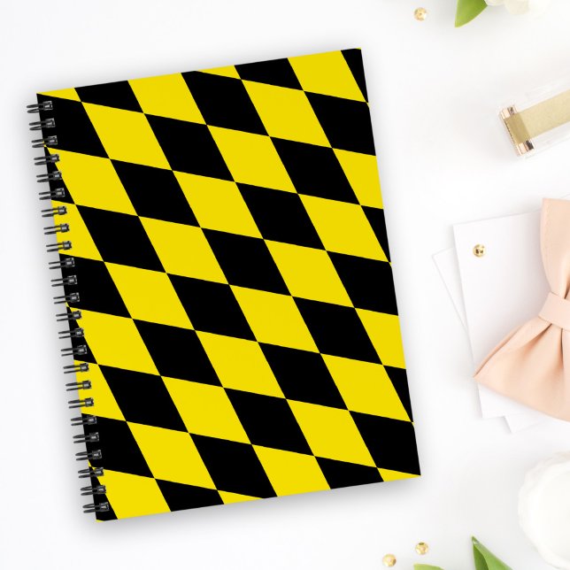 Carnet Drapeau diamant de Bavière noire et jaune Motif (Créateur téléchargé)