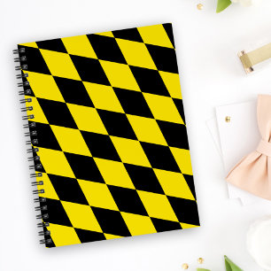 Carnet Drapeau diamant de Bavière noire et jaune Motif