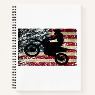 Carnet Drapeau Dirt Vélo USA Drapeau T-Shirt Motocross Dr