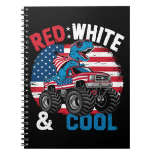 Carnet Drapeau du 4 juillet camion monstre dinosaure garç