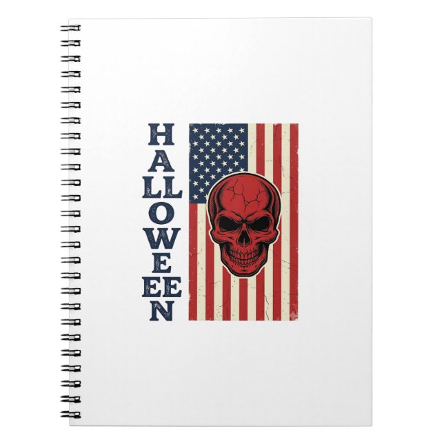 Carnet Drapeau effrayant vintage patriotique crâne Hallow (Devant)