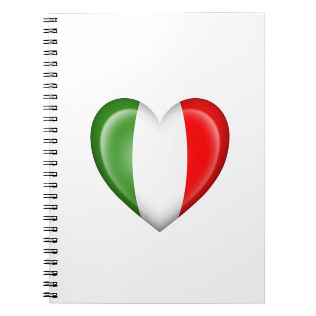 Carnet Drapeau italien de coeur sur le blanc (Devant)
