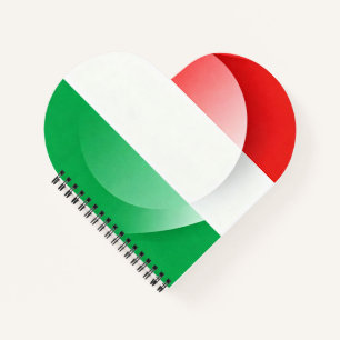 Carnet drapeau italien en forme de cœur