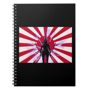 Carnet Drapeau japonais et Soleil Levant Samurai Guerrier